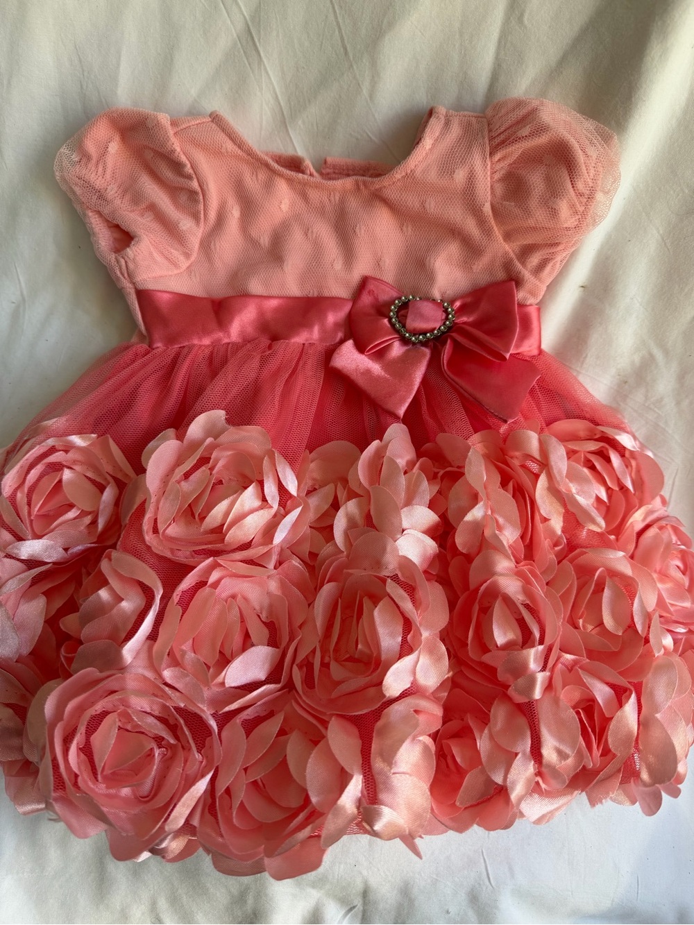 Nannette Coral Pink Rosette Tulle Party Dress